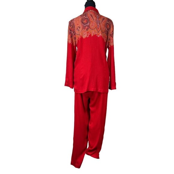 Carole Little Vintage Novelty Gauzy Red Pantsuit Size 6 - Picture 2 of 10